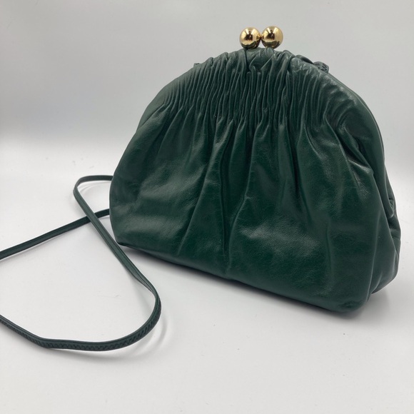 Vintage ETRA Hunter Green small shoulder/crossbody purse, all leather, Very chic - Picture 6 of 9
